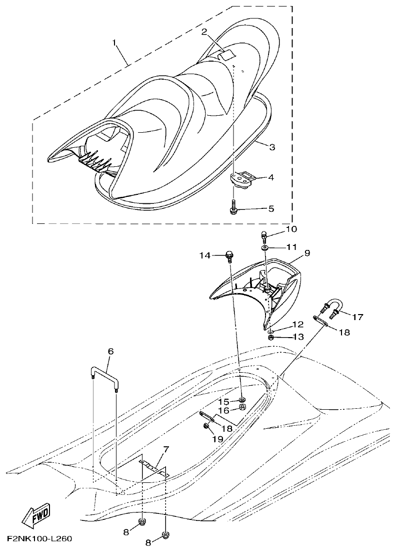 Yamaha F2NN SEAT & UNDER LOCKER parts diagram